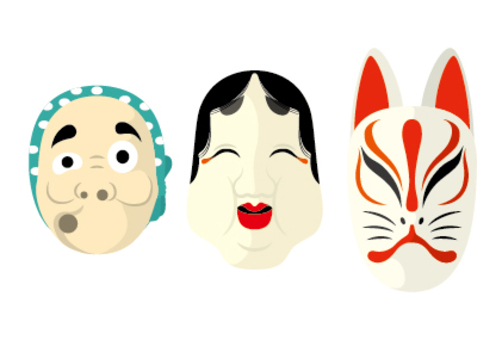 お祭りお面セット 線なしイラスト - No: 22896727無料イラスト・フリー素材なら「イラストAC」