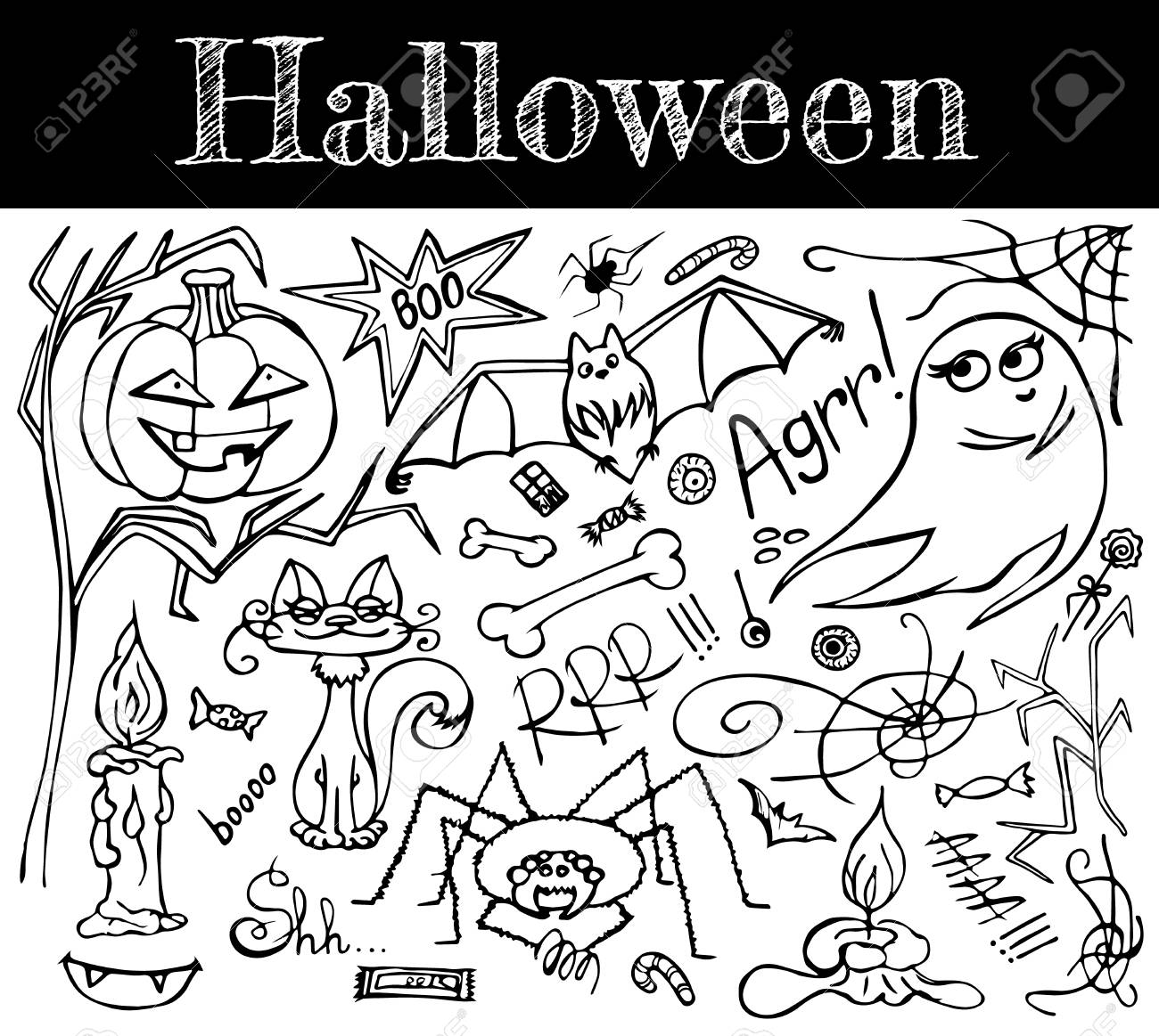 手描きイラスト: ハロウィンカード作成ハロウィンメッセージカード