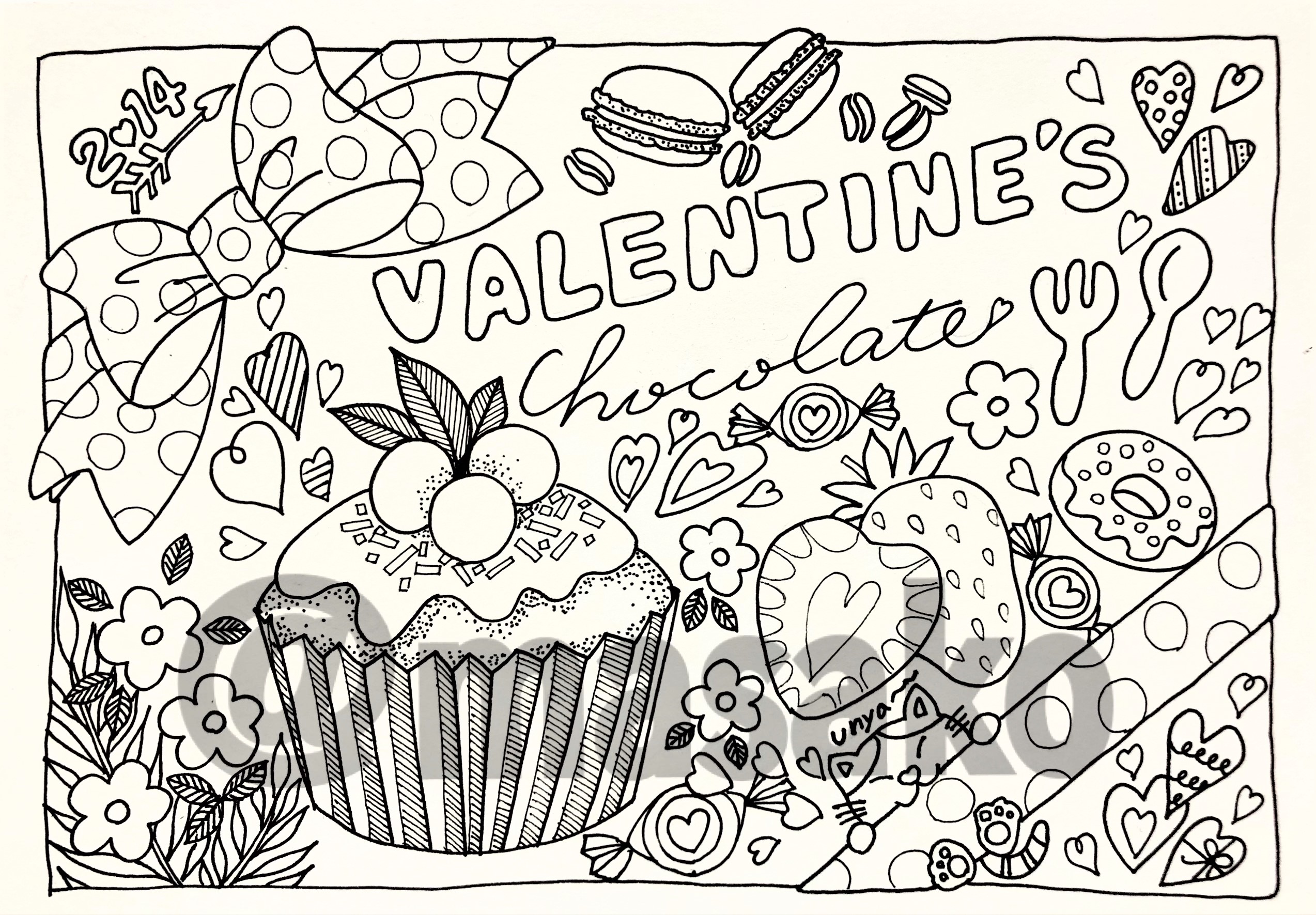 ぬりえ 季節バレンタインにもかわいいカップケーキ 無料ダウンロードOKな塗り絵です ASOPPA！レシピ - あそっぱ