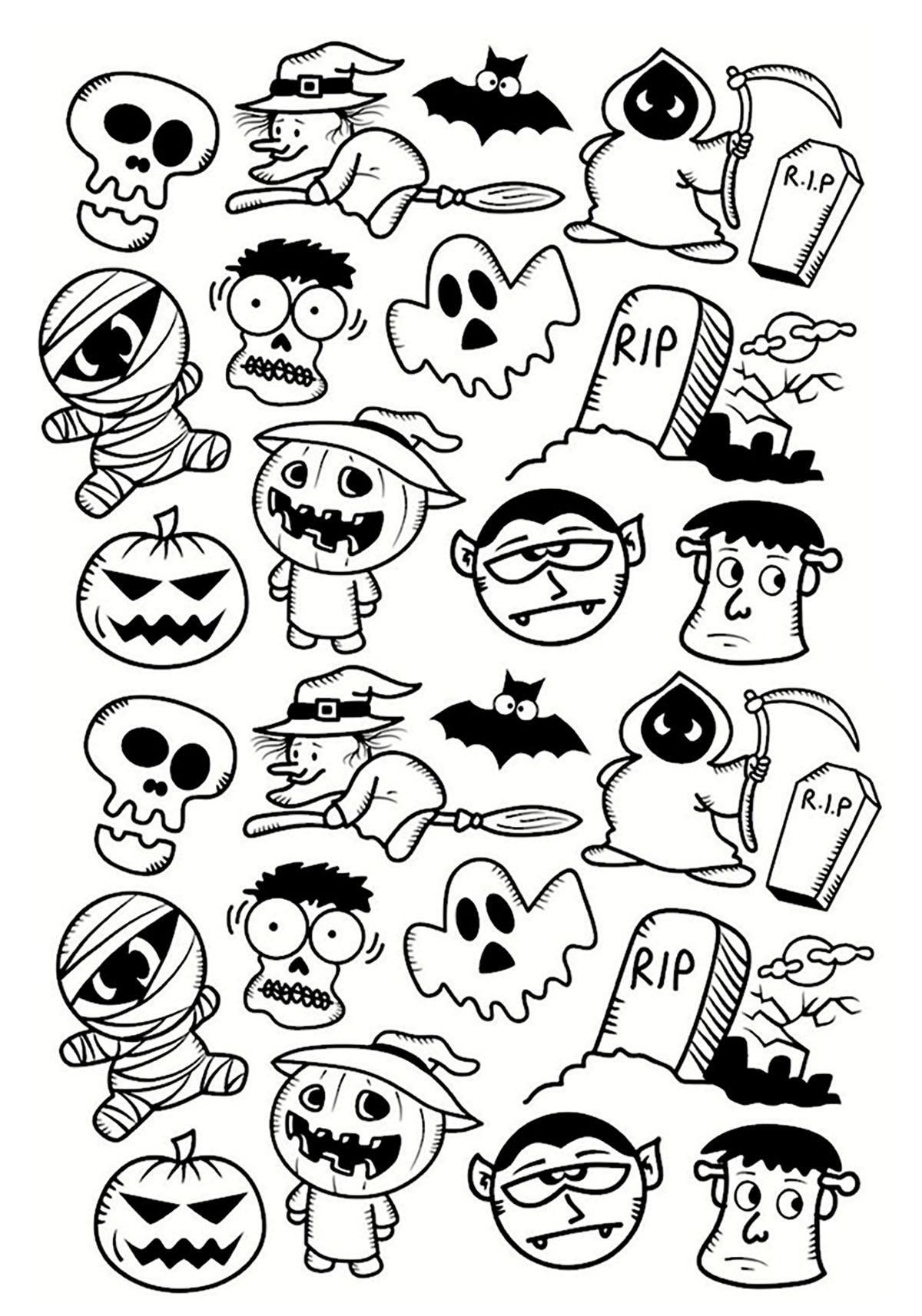 Halloween塗り絵 かわいいハロウィンのぬりえ：イラスト無料