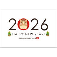 年賀状2026無料テンプレート「西暦2026の写真フレーム」