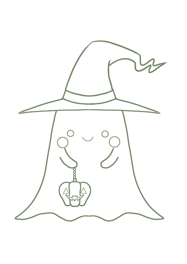 ハロウィンのおばけちゃん 線画 塗り絵イラスト - No: 2099686無料イラスト・フリー素材なら「イラストAC」