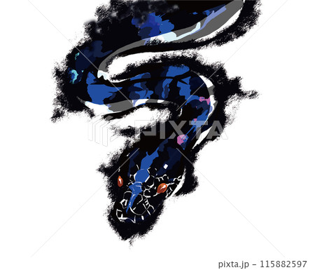 シックな巳の筆文字アフロモール2026年午年 年賀状デザインのダウンロード販売アフロモール