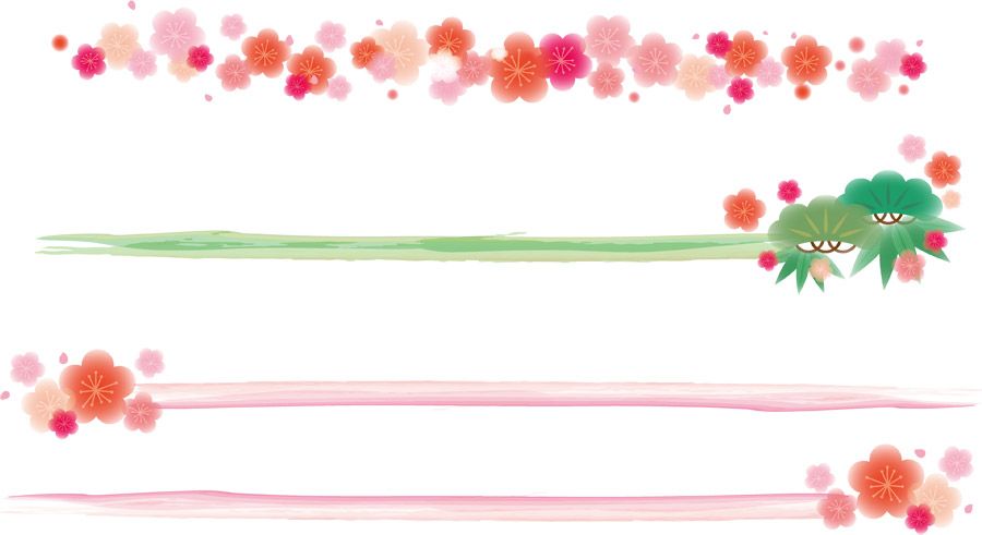 フリーイラスト松竹梅などのお正月のラインセットでアハ体験GAHAG著作権フリー写真・イラスト素材集 - GAHAG著作権フリー写真・イラスト素材集