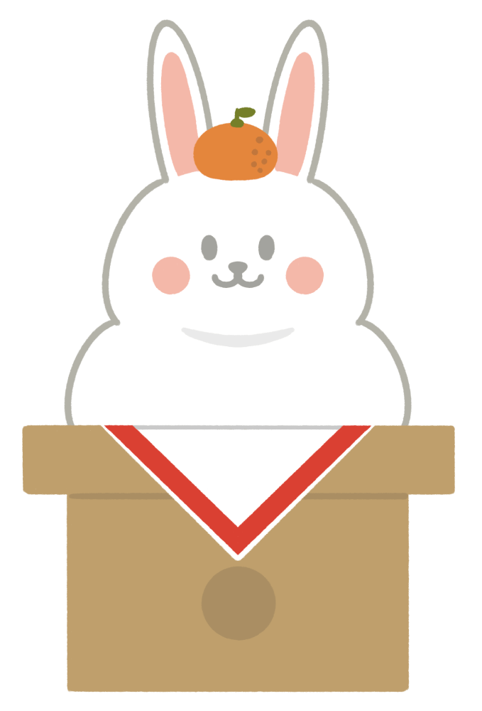 正月に犬と一緒に餅つきするイラスト！うさぎ年の年賀状！ - 卯年の面白い年賀状イラスト