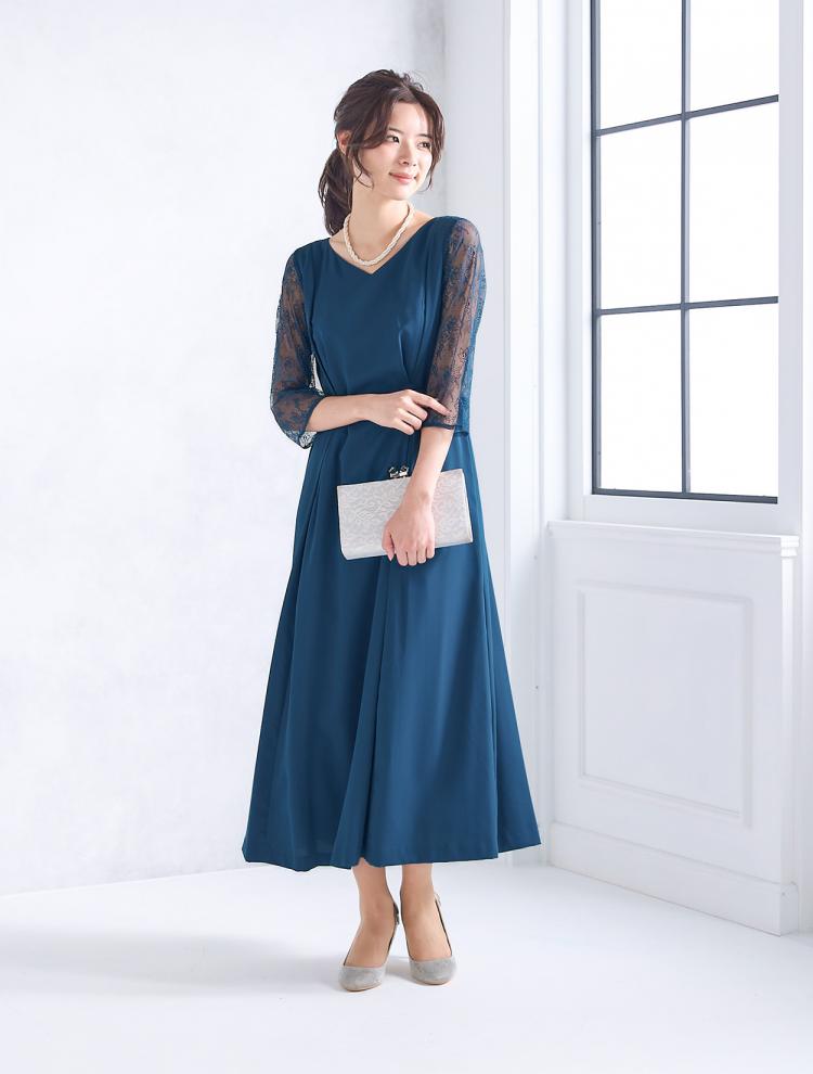 ネイビー・紺のパーティードレスレンタルパーティドレススタイル