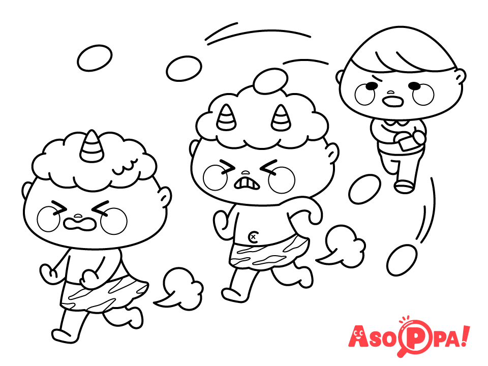 かわいい『節分』のぬりえ 鬼・豆まき がダウンロードできるサイトMimiLy