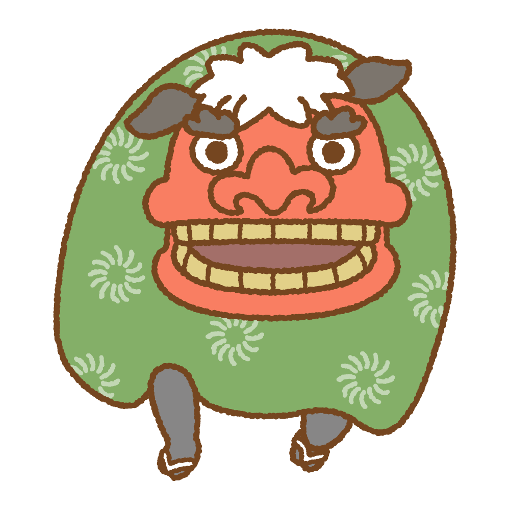 獅子舞 04 口を開けた獅子舞 立ち姿：イラスト無料