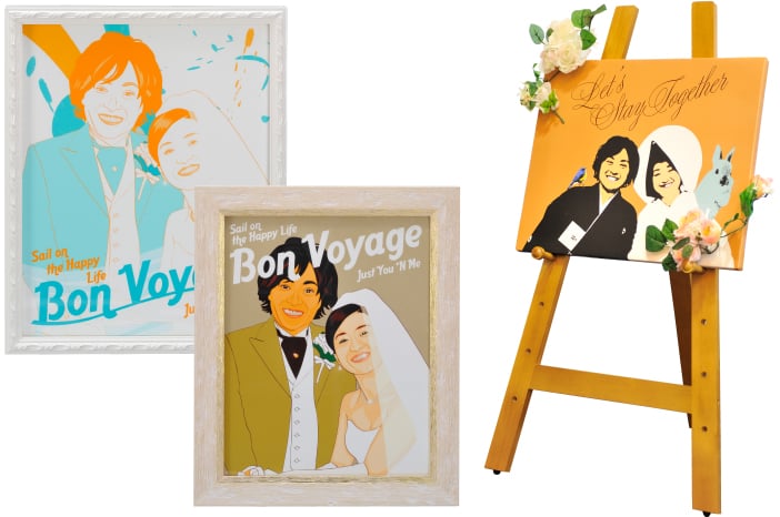 結婚式におしゃれなウェルカムボード似顔絵 ゲストを迎えるウェルカムスペースに飾るオブジェに ぽん太 結婚式 ウェディング ボード ウェルカムボードサンクスボード 新郎 新婦 友人 両親 祖父 祖母 おじいちゃん おばあちゃん -似顔絵 プレゼント お祝い似顔絵