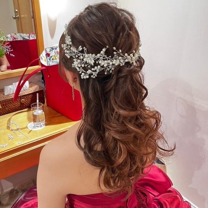 楽天市場 ハーフアップ 結婚式 飾りの通販