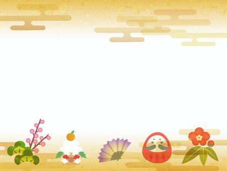 和風扇子のお正月縦背景イラスト無料フリー84183素材Good