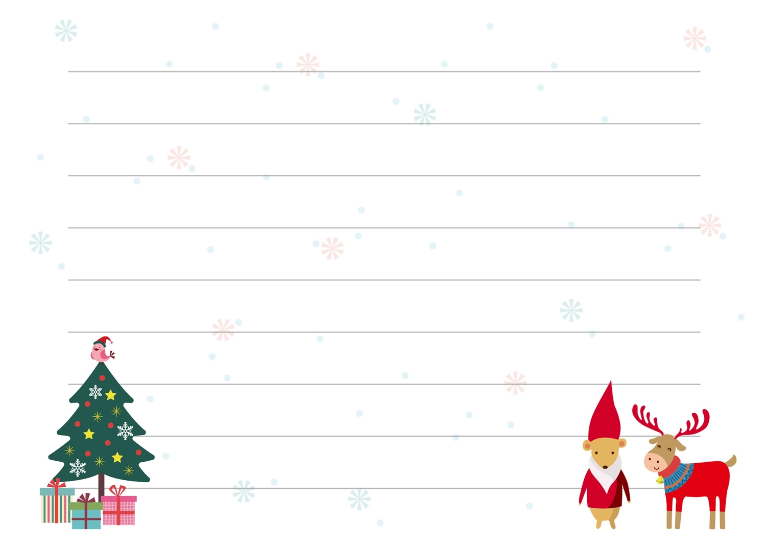 便箋テンプレート「クリスマス・かわいい雪だるま」ダウンロード