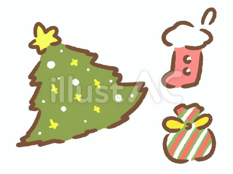 クリスマスリースの手書きイラストえんぴつと画用紙