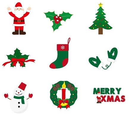 クリスマスセット：イラスト無料