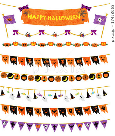 三角形の旗布の旗をベクトルします。ハロウィンのガーランドのコレクションです。のイラスト素材・ベクター Image 60831260
