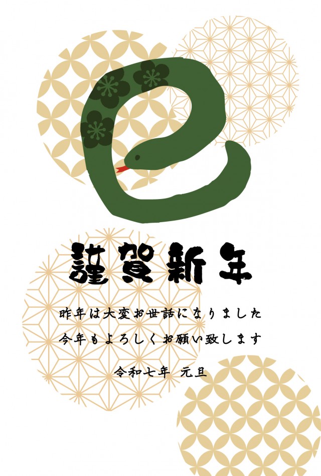 和柄な蛇 巳年年賀状の無料年賀状テンプレート 21357 - デザインAC
