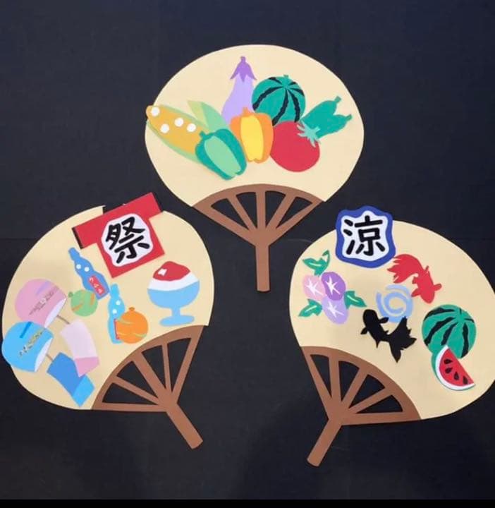 みんなのうちわ製作アイデア集〜夏や夏祭りで楽しめそうな製作遊び〜保育と遊びのプラットフォーム ほいくる