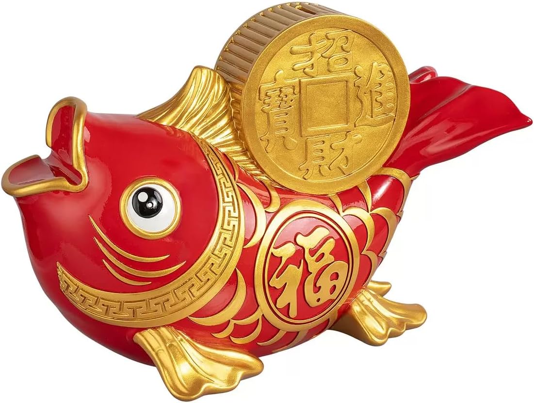 直径約41cm コストコ 旧正月 魚型 貯金箱 縁起物 置物 手描き 飾り 装飾品