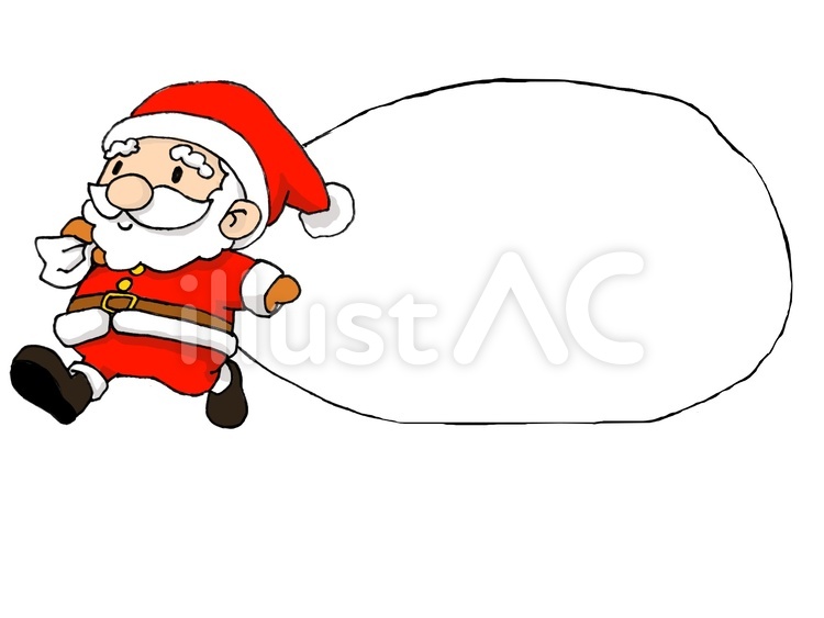 ソリに乗ったサンタクロースの白黒無料フリーイラスト - イラストストック