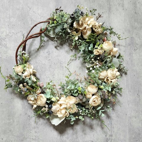 クリスマスリース 玄関 飾り ナチュラル おしゃれ 壁掛け Xmas クリスマス飾り かわいい パインコーンリース powder snowsik1500ギギliving