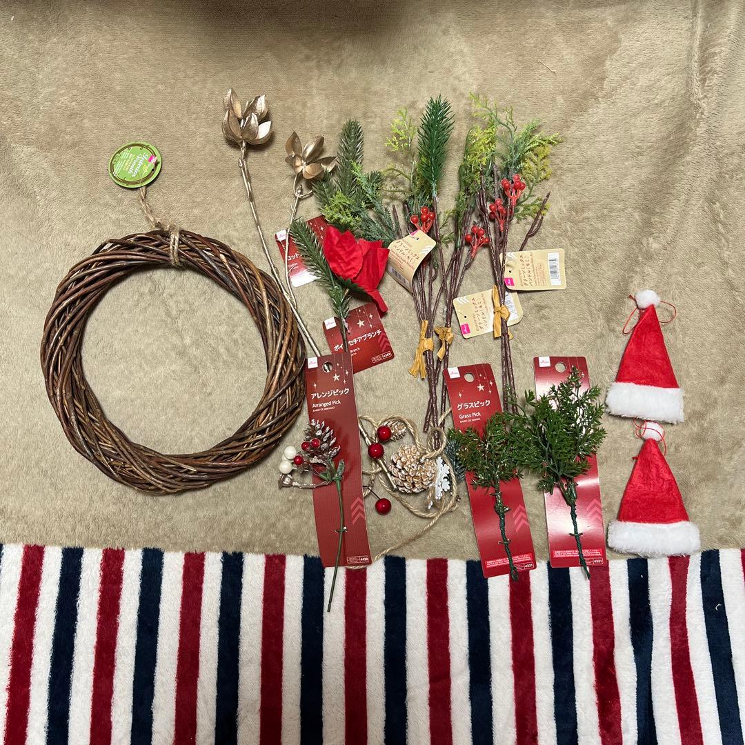材料費800円☆全てダイソーの100均材料でクリスマスリース作りました☆ DIY How to make Christmas wreath