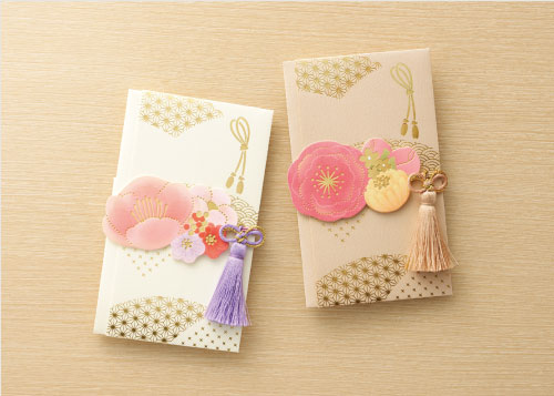 水引のご祝儀袋＆ポチ袋4枚セット 椿 : キット手づくりタウン by 日本ヴォーグ社