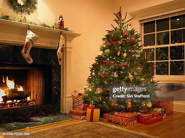 クリスマス暖炉タペストリー＊Xmas聖夜ツリータペストリー＊150×100cm