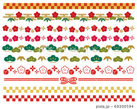 お正月の花柄のラインイラストのイラスト素材72057191- PIXTA