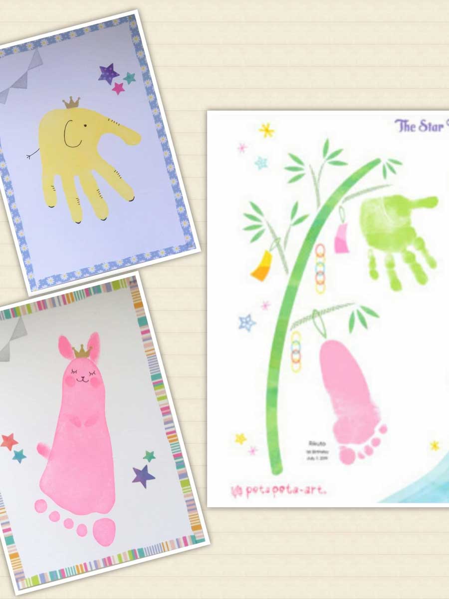 七夕の足形アートでかわいうさぎを作ろう