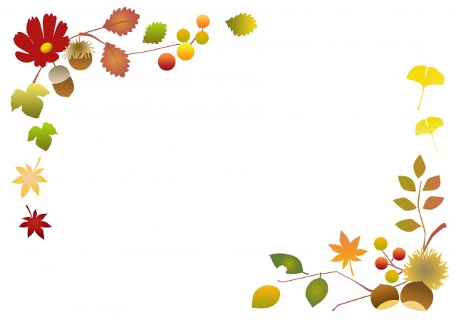 秋のイラストNo.363『フレーム：紅葉』 無料のフリー素材集 花鳥風月