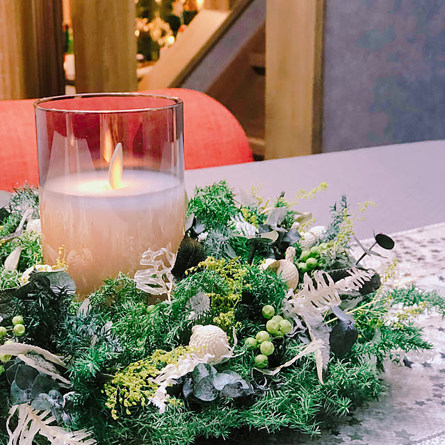 針葉樹と木ノ実のキャンドルリース☆クリスマスリース☆冬リース