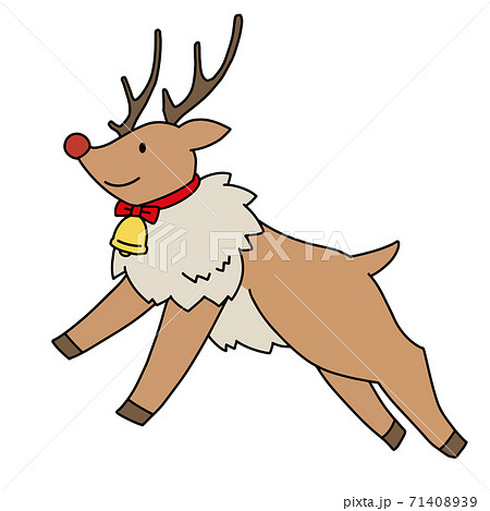 リボンと鈴をつけたトナカイのフリーイラストフリーイラスト・クラシック フリクラ
