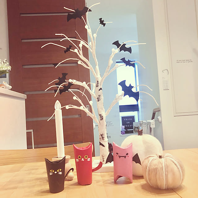 ハロウィン コウモリ トイレットペーパーの芯 簡単工作』