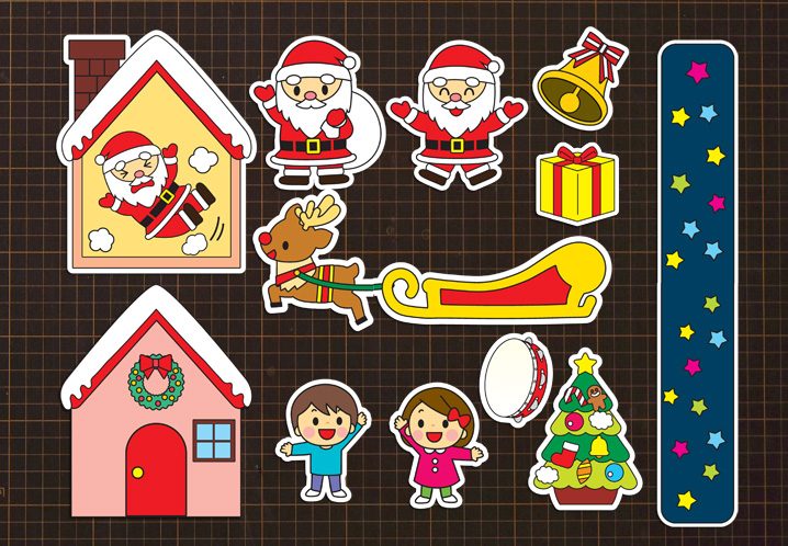 無料ダウンロード型紙で「クリスマス 靴下」の壁面飾りを作ってみた！ 12月 冬 春 サンタ トナカイ 保育 幼稚園 壁面装飾 製作壁面飾り型紙工房