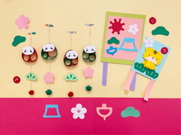 無料ダウンロード型紙で「お正月 富士山」の壁面飾りを作ってみた！ １月 冬 春 保育 幼稚園 壁面装飾 製作壁面飾り型紙工房