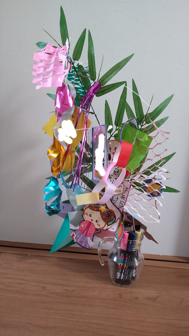 ダイソー100均七夕飾り2019笹造花・短冊・こより画像オシャベ