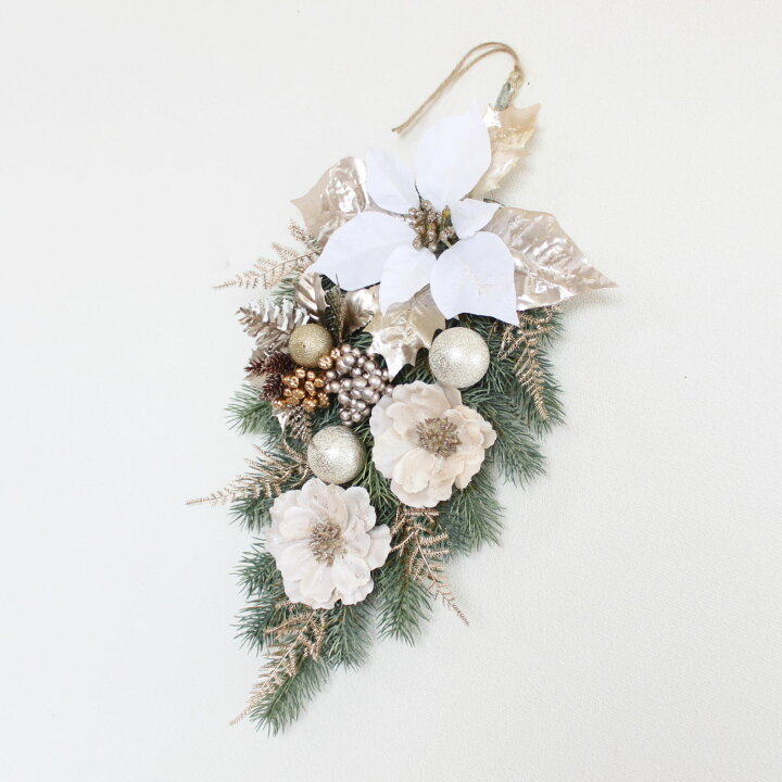 Amazon.co.jp: ローズゴールドジュエルウォールデコレーション クリスマスリース ドア飾り 白 造花 おしゃれ 高級 : おもちゃ