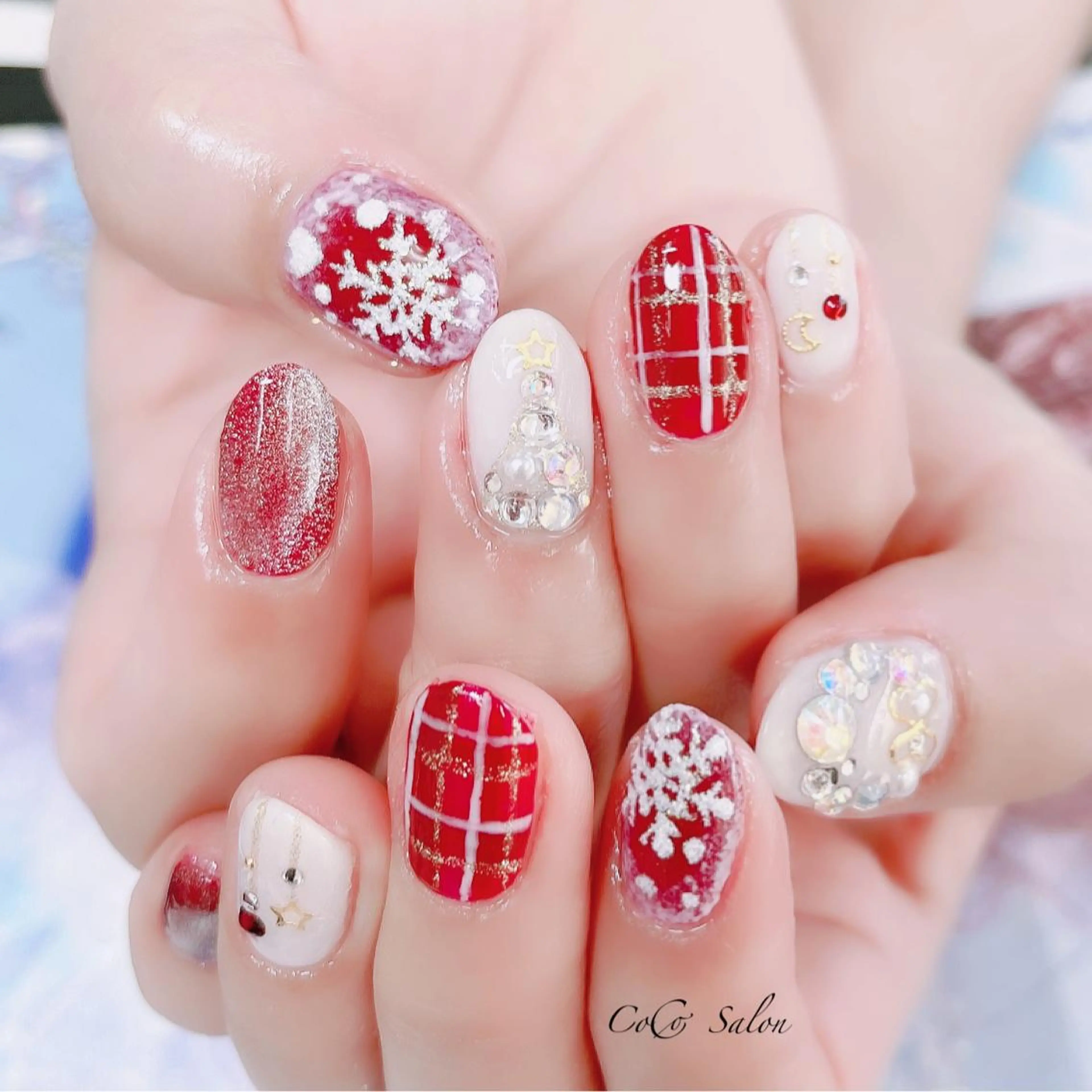 クリスマス ハンド ワンカラー 星 ベージュ - 1218iのネイルデザイン No.9161524 ネイルブック