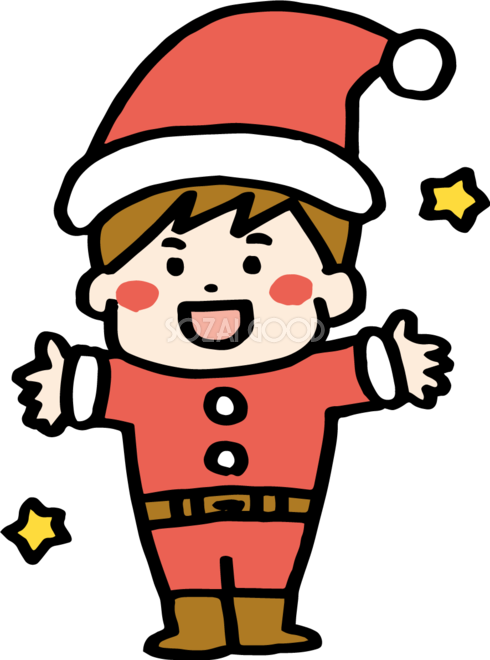 クリスマスのワンポイントイラスト サンタクロースの格好をした男の子のイラスト無料イラスト素材TemplateBox