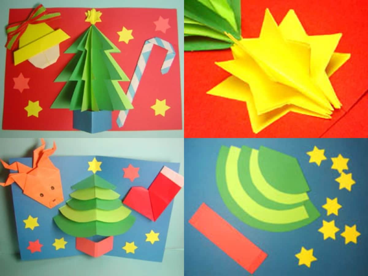 手作りのロール紙立体カード_かわいい小さな渦巻きクリスマスツリー_Aクリスマスカード - ショップ dddesign はがき・メッセージ カード - Pinkoi