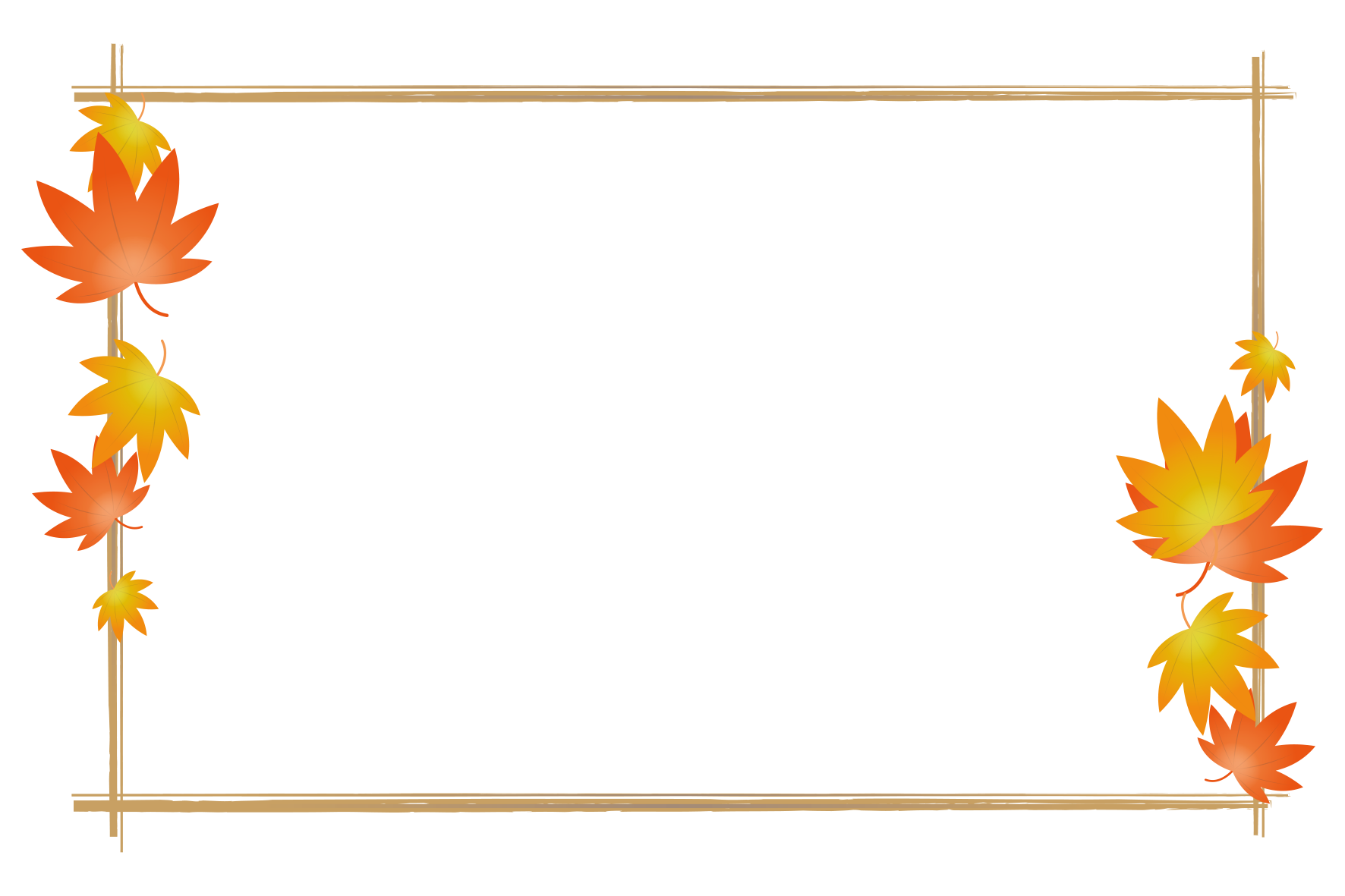 秋・紅葉の上下フレーム飾り枠イラスト無料イラスト かわいいフリー素材集 フレームぽけっと