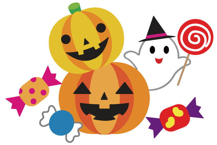 ハロウィンカボチャのお菓子イラストのフリー素材イラストイメージ