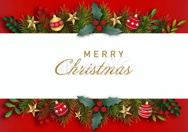 クリスマスフレーム赤：イラスト無料