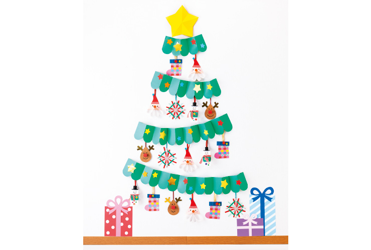 壁面ークリスマスツリーとプレゼント 壁面飾り クリスマスツリー6セット 保育園 - 壁面屋の