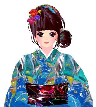 新年の着物姿の女性 10402000095 の写真・イラスト素材アマナイメージズ