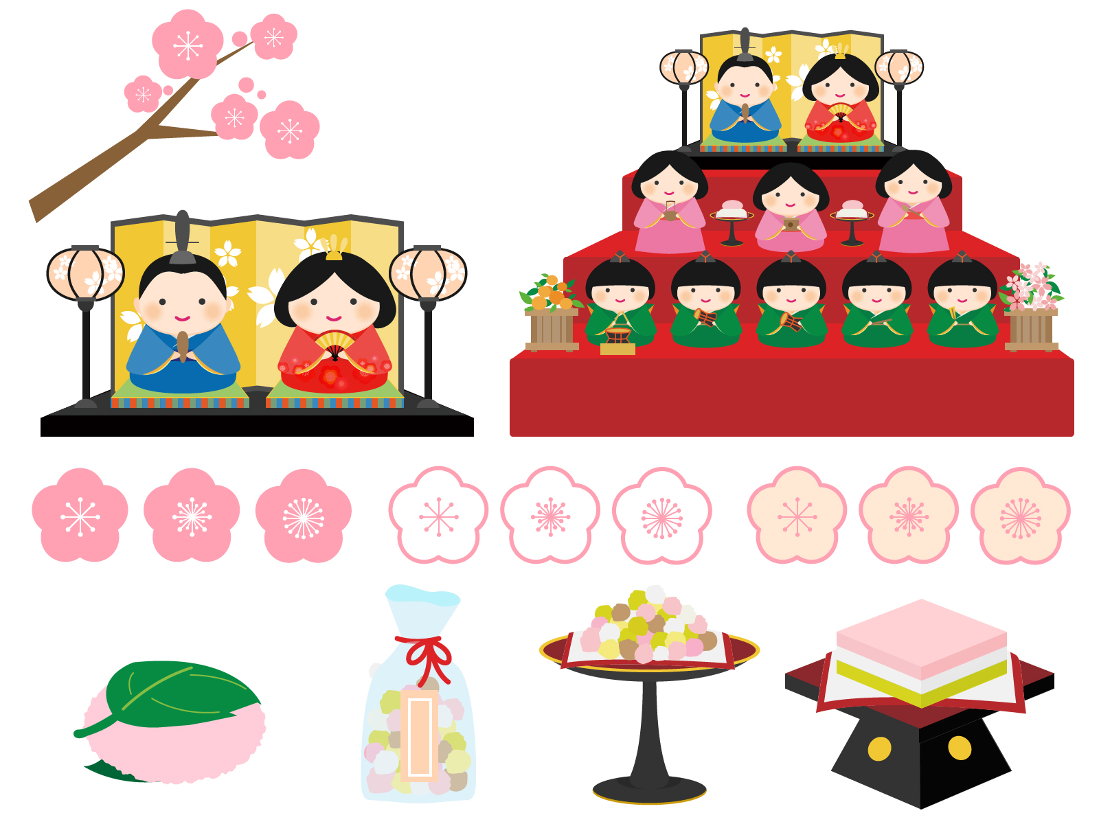 ひな祭りイラスト 雛段2 透過PNG：イラスト無料