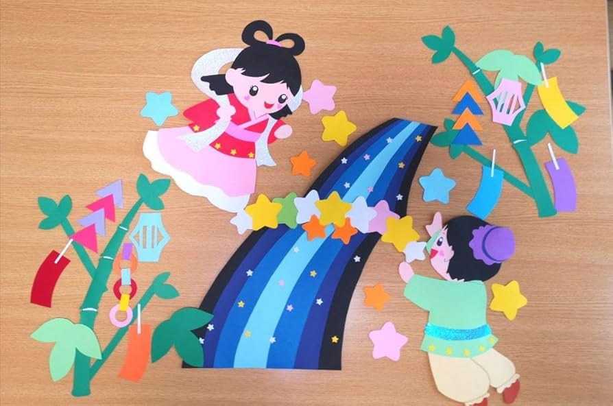 七夕をお祝い！デイサービスセンター豊和で7月の壁画を作りました！ - 医療法人豊和会