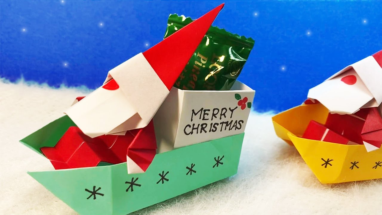 クリスマス折り紙 立体ソリ 音声解説ver. Xmas Origami snow sleigh
