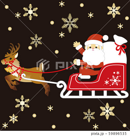 サンタクロースのソリのイラストSOZAIC.com
