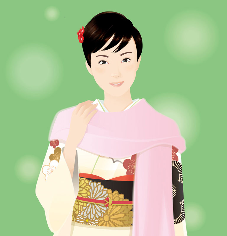 赤い着物を着た女性のイラスト無料イラスト素材素材ラボ